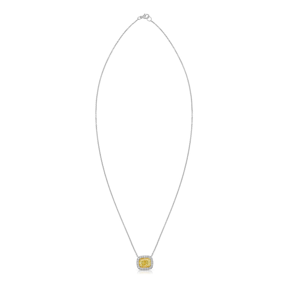 2.01ct Fancy Light Yellow Cushion Diamond Pendant VVS1 GIA