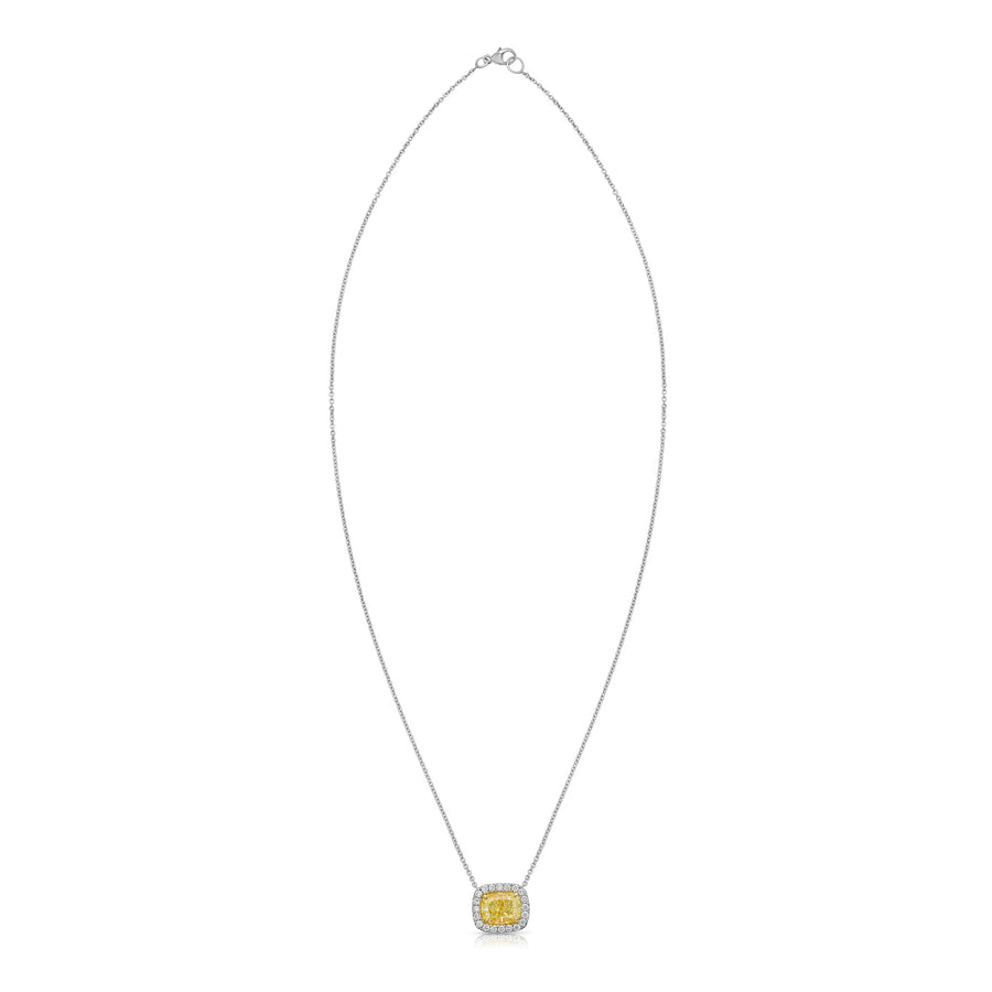 2.01ct Fancy Light Yellow Cushion Diamond Pendant VVS1 GIA