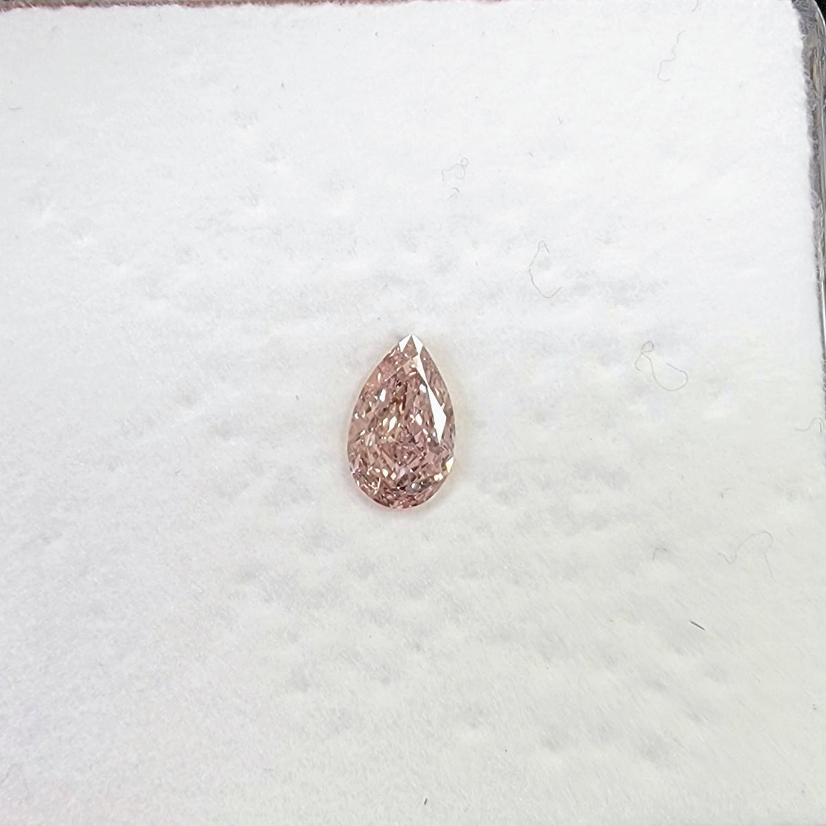 0.50ct Fancy Orangy Pink Pear Diamond Pendant SI1 GIA
