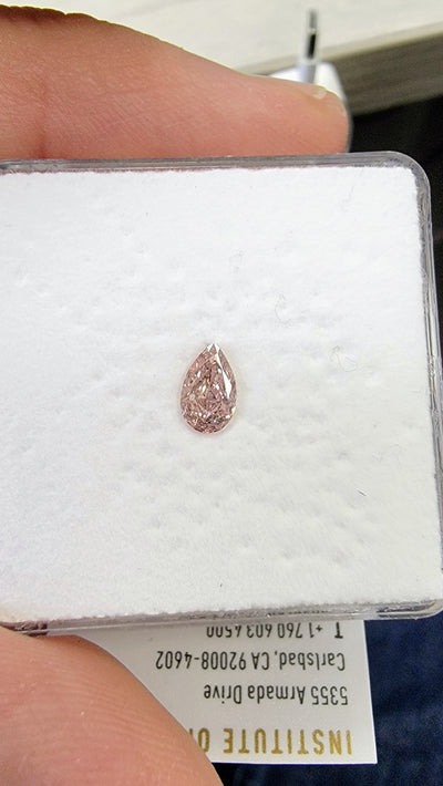 0.50ct Fancy Orangy Pink Pear SI1 GIA