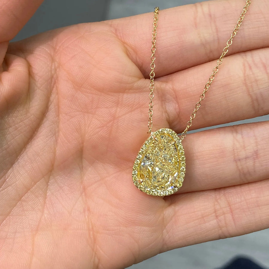 10.01ct Light Yellow Pear Diamond Pendant GIA