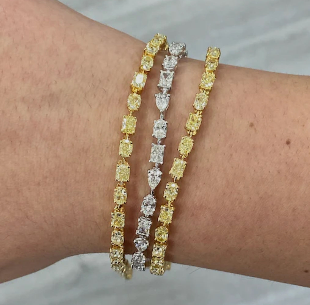 Fancy Yellow Mixed Shape Diamond Bracelet