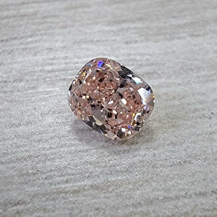 0.53ct Fancy Orangy Pink Cushion Diamond VS1 GIA