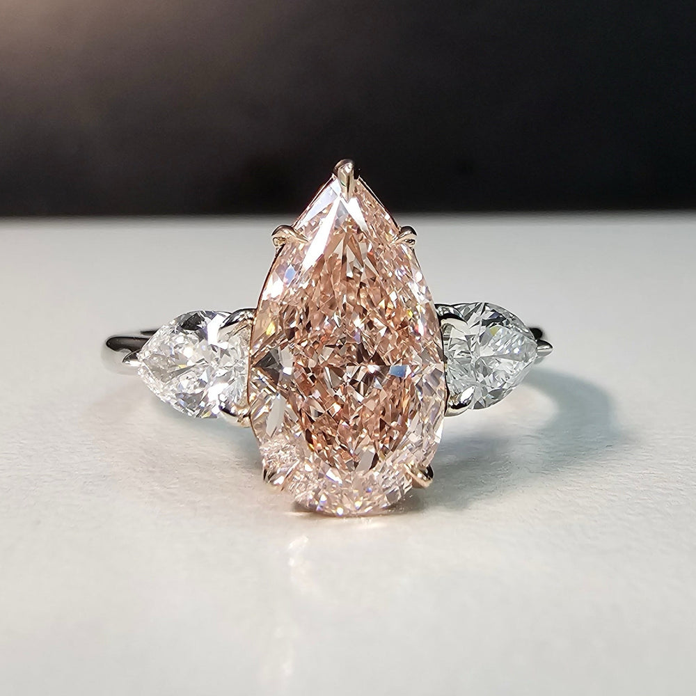 2.18ct Fancy Light Brown Pink Pear Diamond Ring VS1 GIA