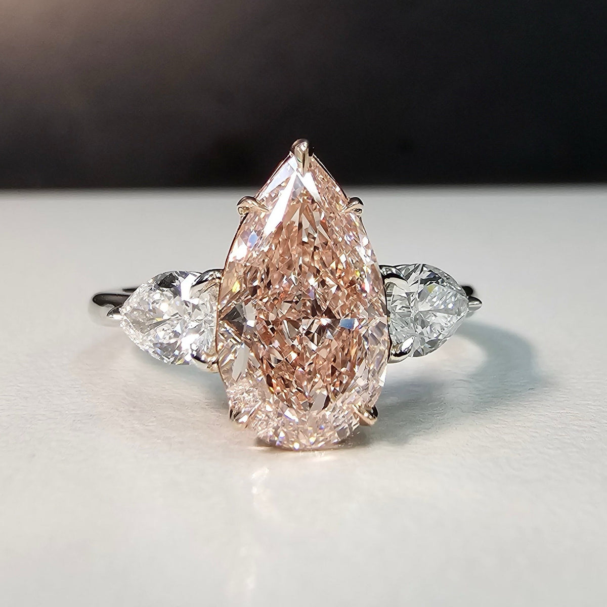 2.18ct Fancy Light Brown Pink Pear Diamond Ring VS1 GIA