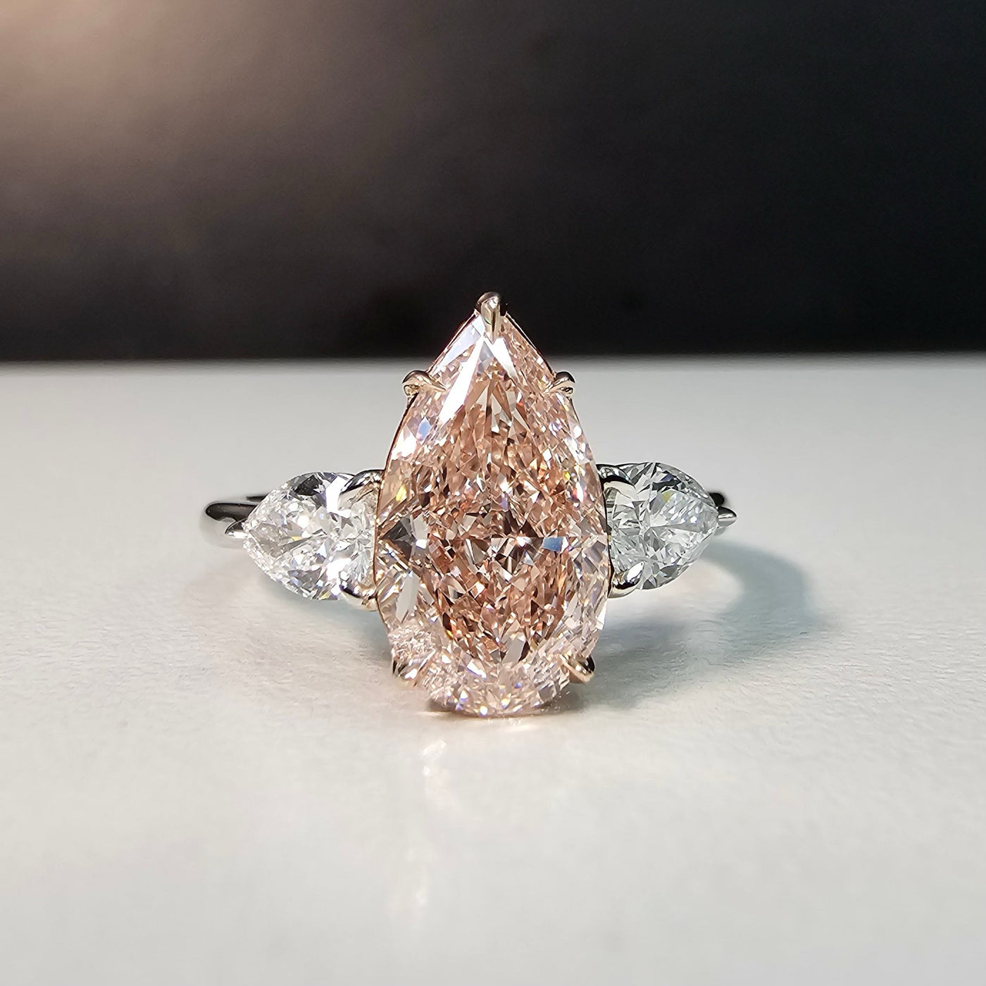 2.18ct Fancy Light Brown Pink Pear VS1 GIA Ring