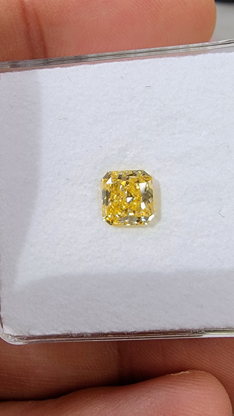 1.37ct Fancy Intense Orangy Yellow Radiant Diamond SI1 GIA