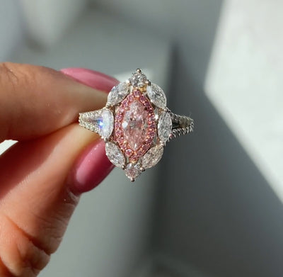 0.61ct Light Pink Marquise SI1 GIA Ring