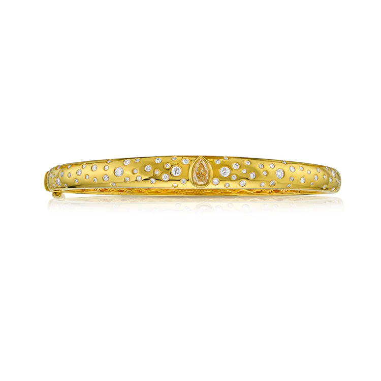 0.28ct Yellow Pear Diamond Domed Pave Bangle
