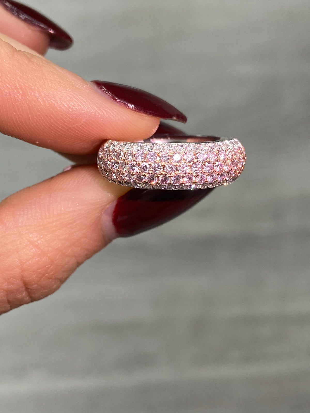 1.23ctw Pink & White Diamond Five Row  Half Eternity Ring