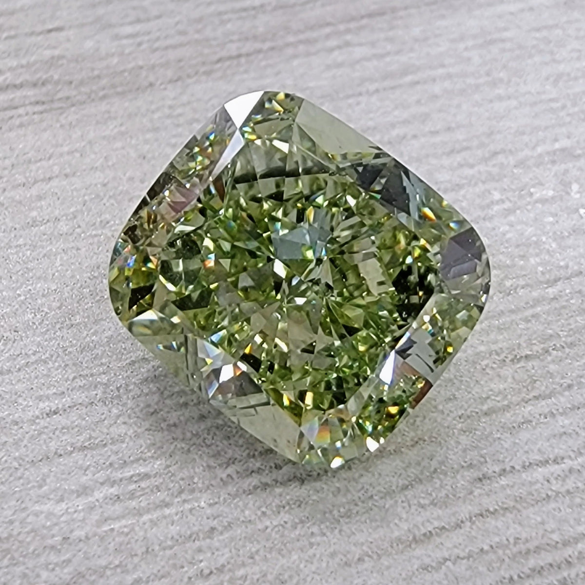 6.08ct Fancy Yellow-Green Cushion Diamond Ring SI1 GIA