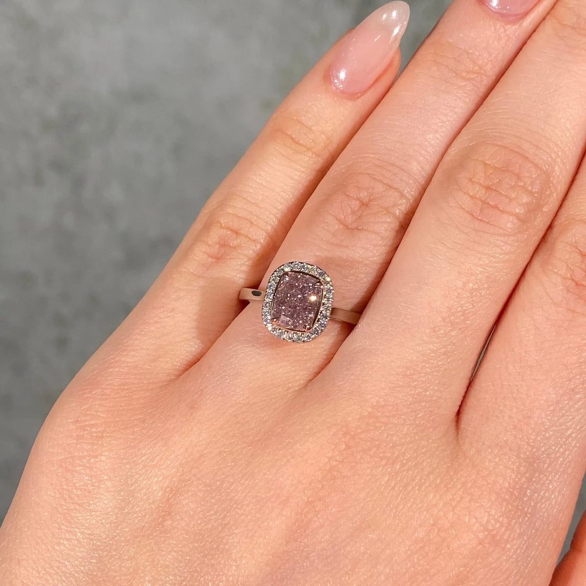 2.01ct Fancy Light Brown Pink Cushion Diamond Ring SI2 GIA