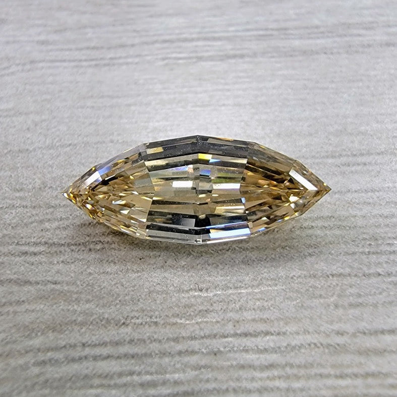 2.02ct Light Yellow Brown Marquise Step Cut Diamond