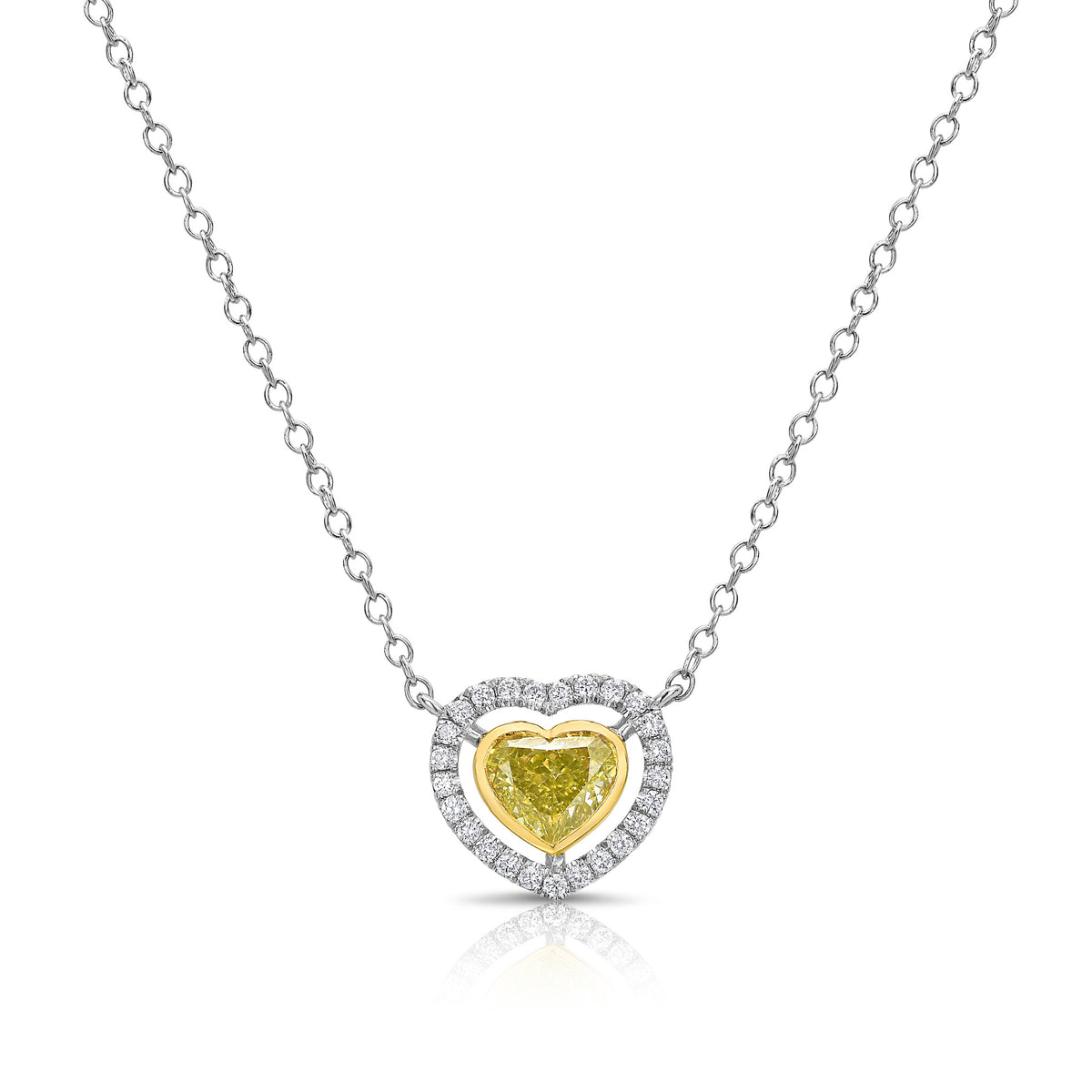 1.02ct Fancy Intense Greenish Yellow NEON Heart Diamond Pendant VS2 GIA