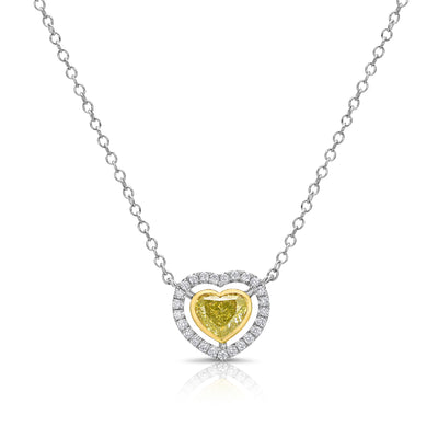 1.02ct Fancy Intense Greenish Yellow NEON Heart VS2 GIA Pendant
