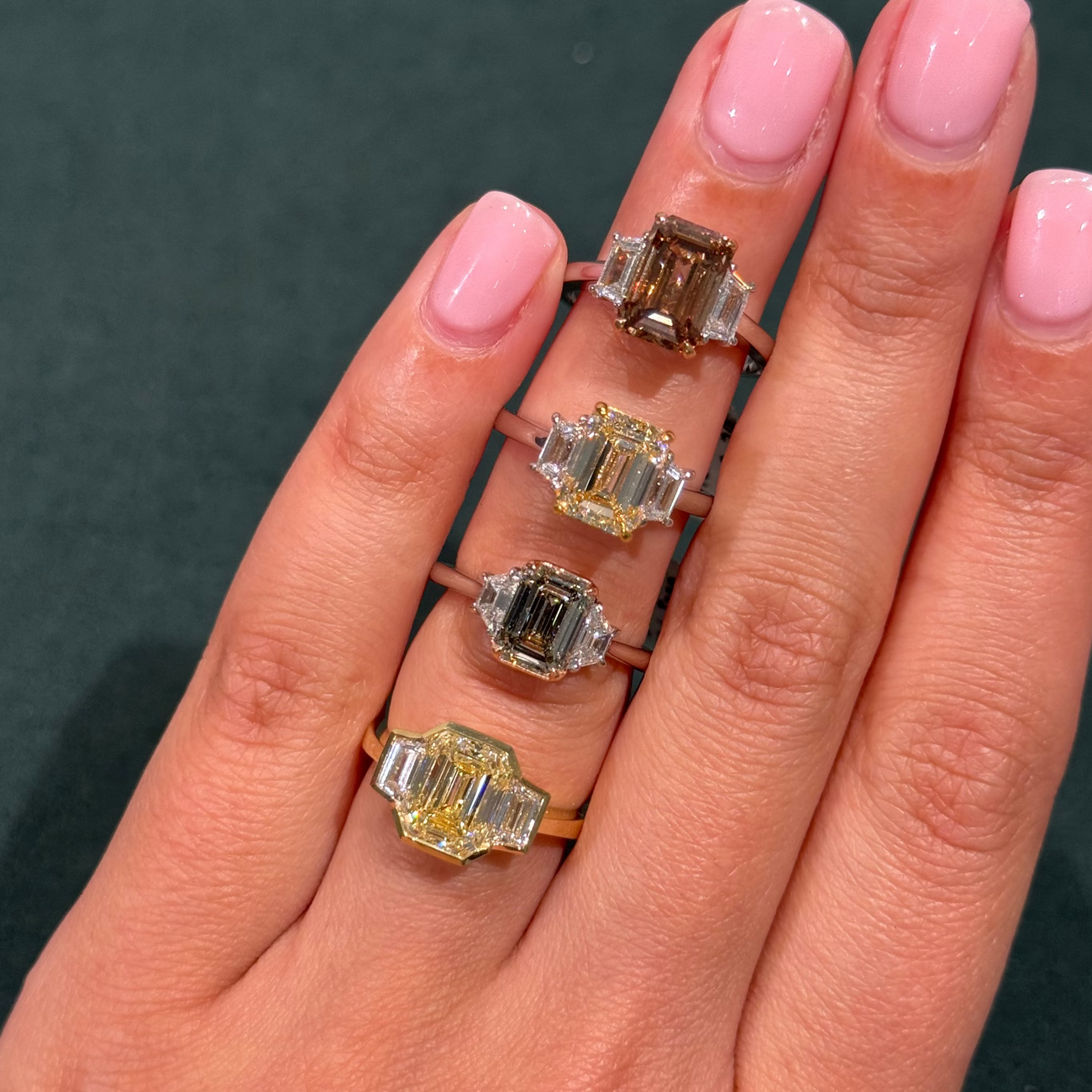 3.03ct Fancy Dark Yellowish Brown Emerald-Cut Diamond Ring VS2 GIA