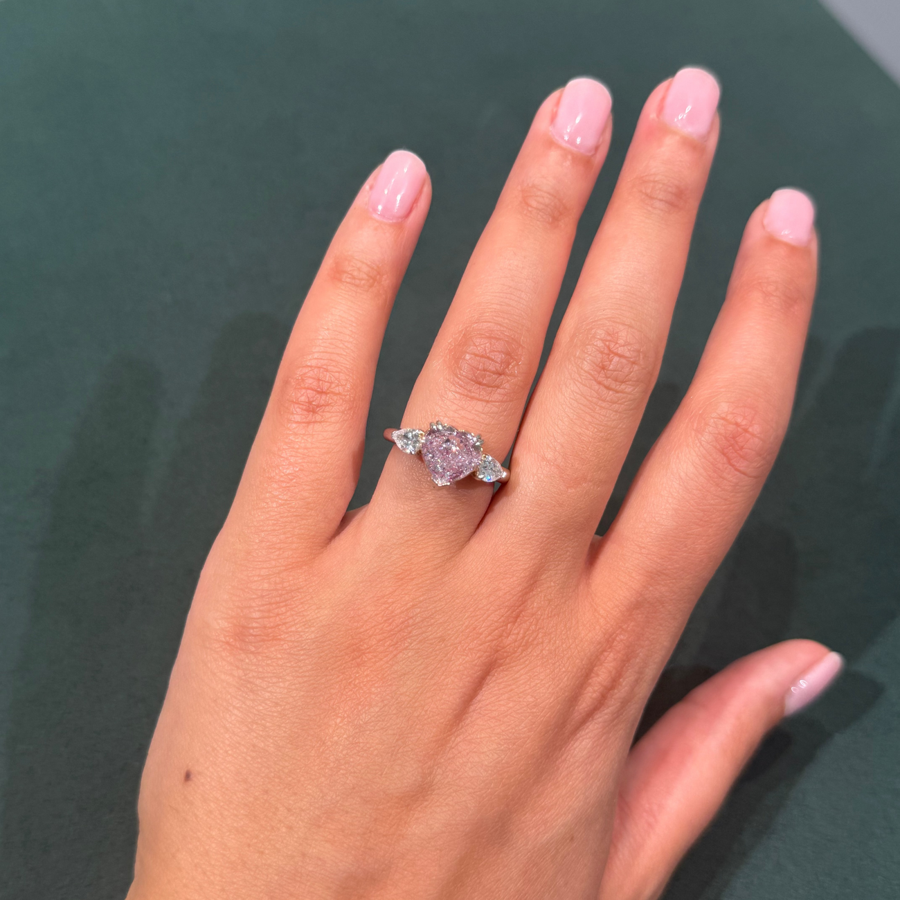 3.01ct Fancy Light Purplish Pink Heart Diamond Ring SI2 GIA