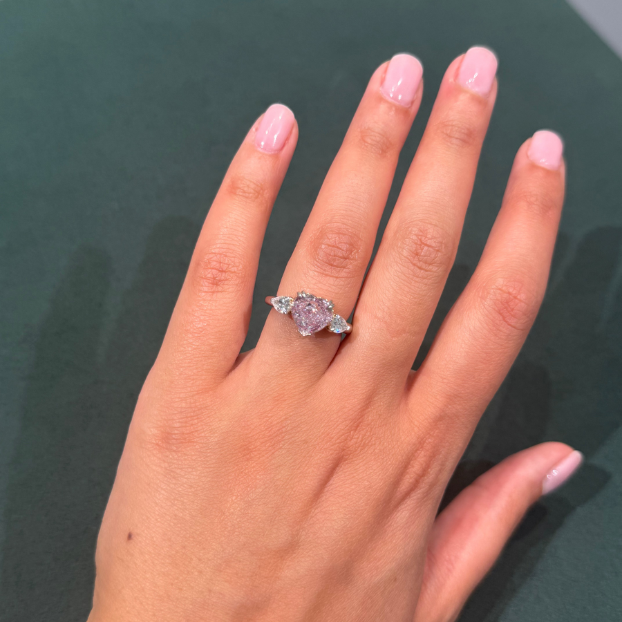 3.01ct Fancy Light Purplish Pink Heart Diamond Ring SI2 GIA