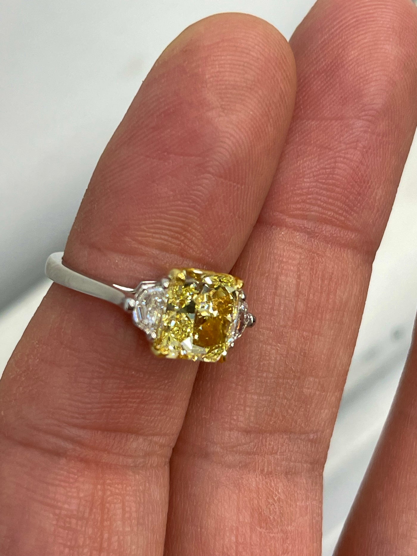 3.02ct Fancy Intense Yellow Radiant SI1 GIA Ring