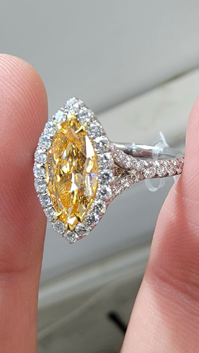 1.05ct Fancy Intense Orange-Yellow Marquise VVS1 Ring