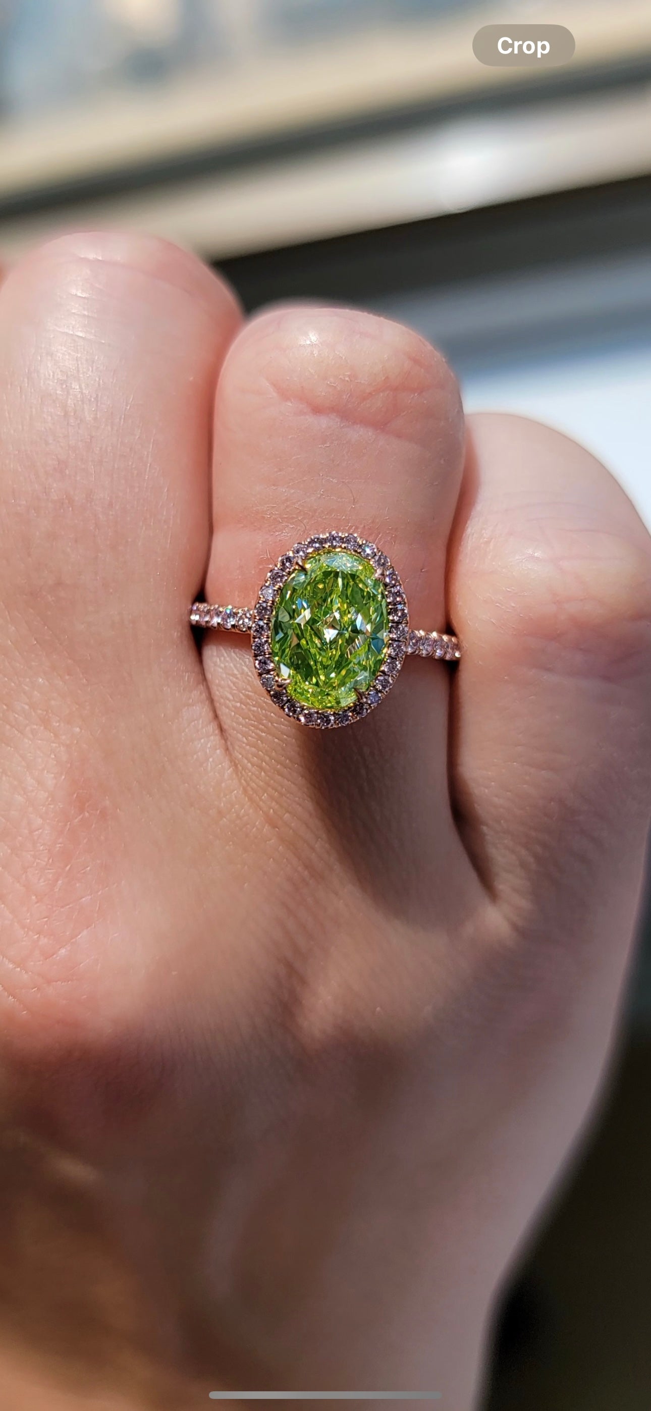 2.43ct Fancy Intense Green Yellow Oval NEON GIA Ring