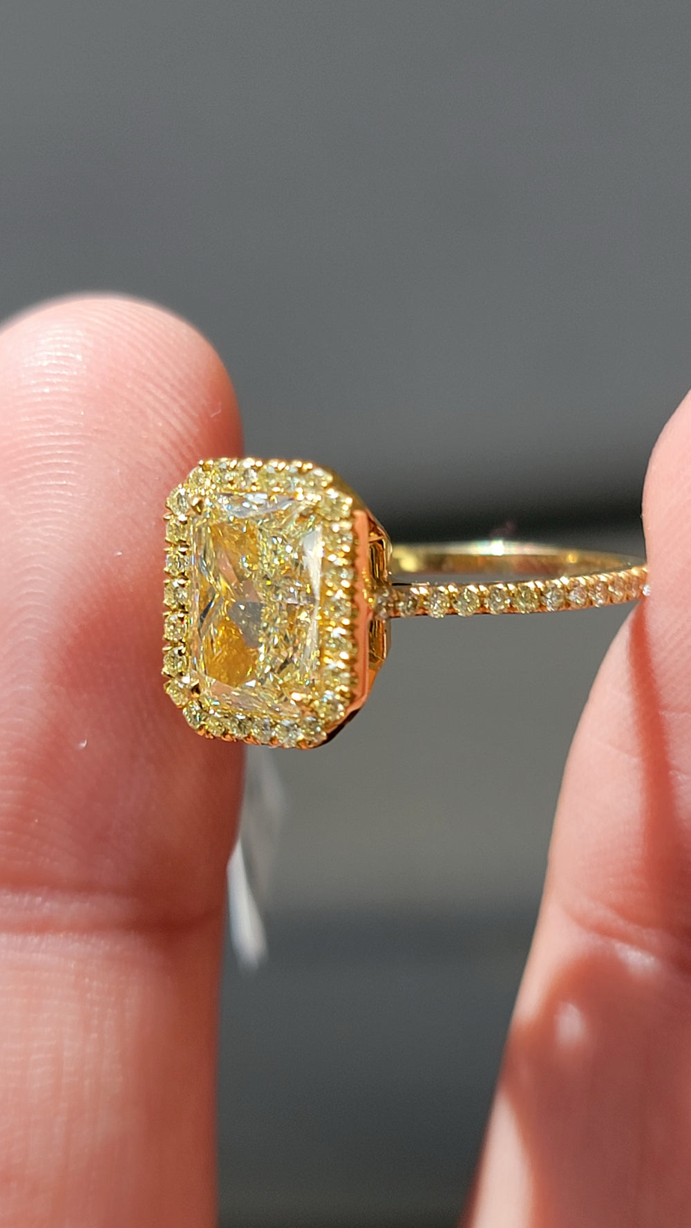 2.03 Light Yellow Radiant Diamond Ring VS1 GIA
