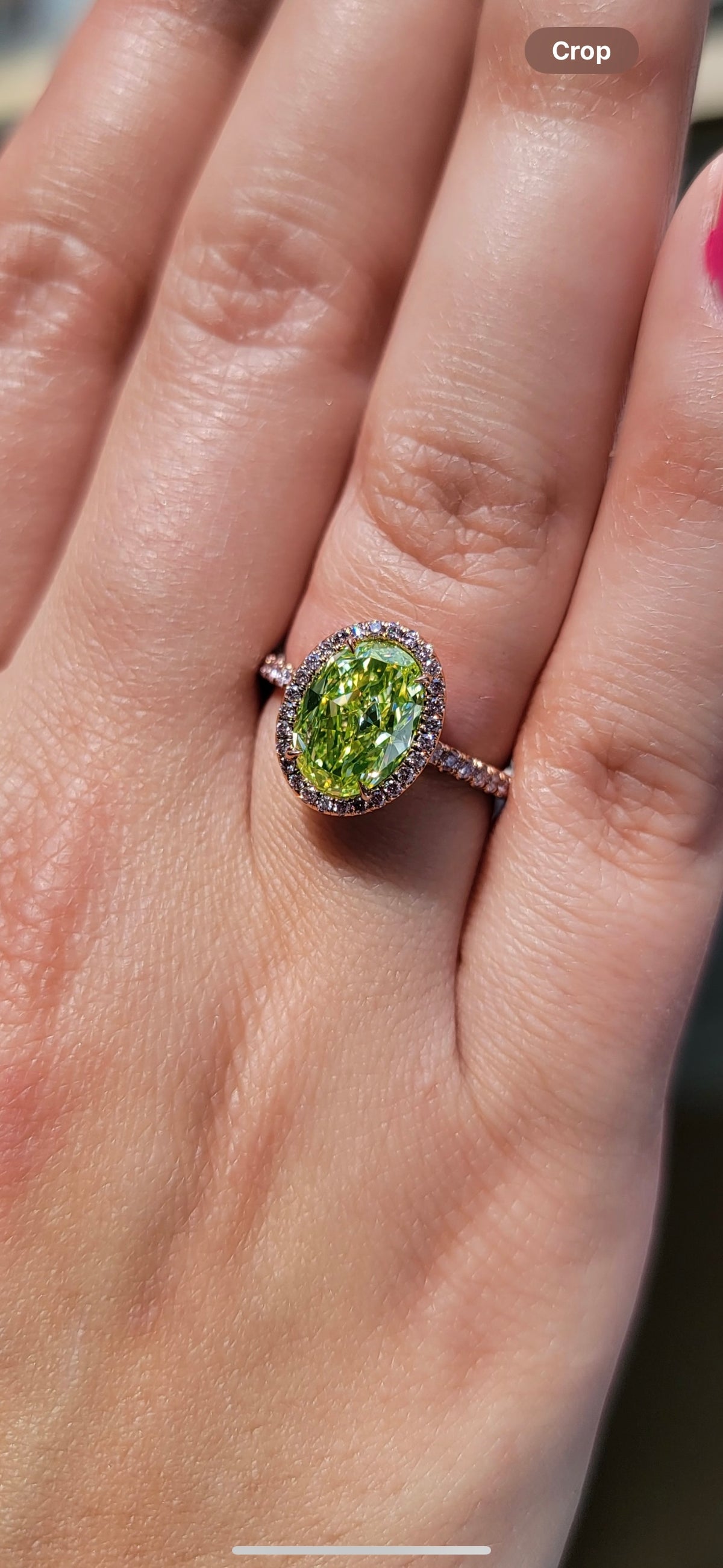 2ct Fancy Intense Green Yellow Oval NEON Diamond Ring GIA