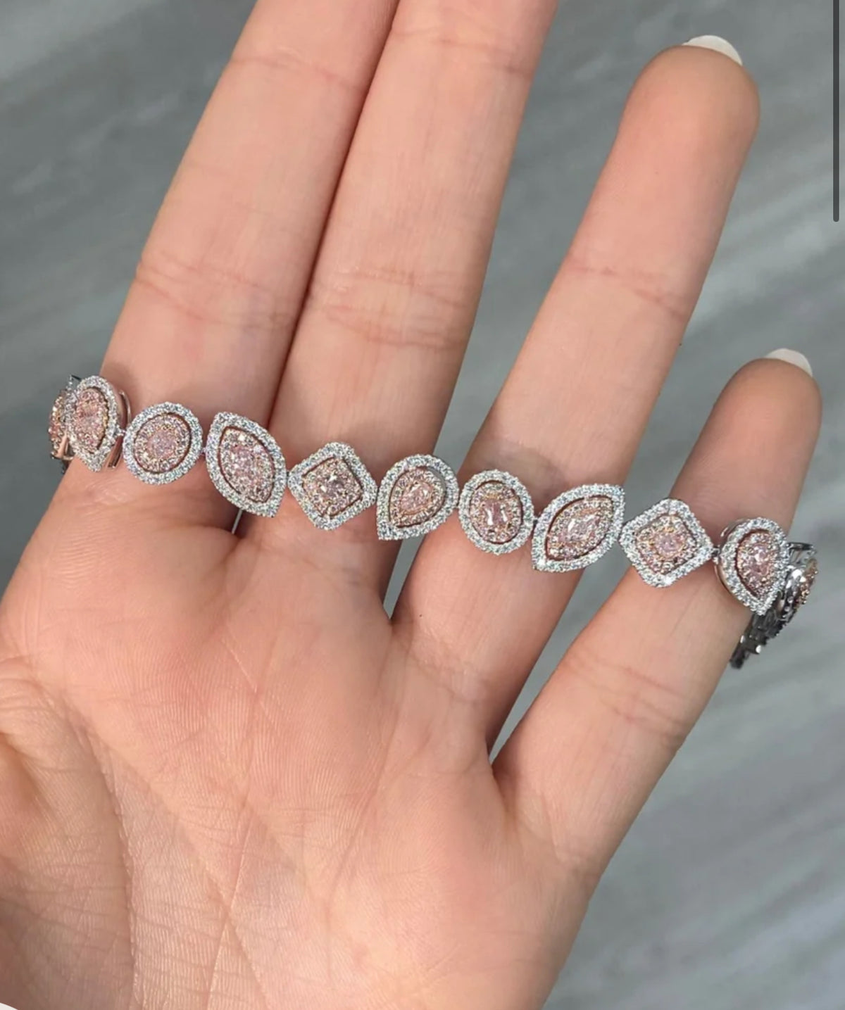 5.42ctw Pink Diamond Mixed Shape Halo Bracelet