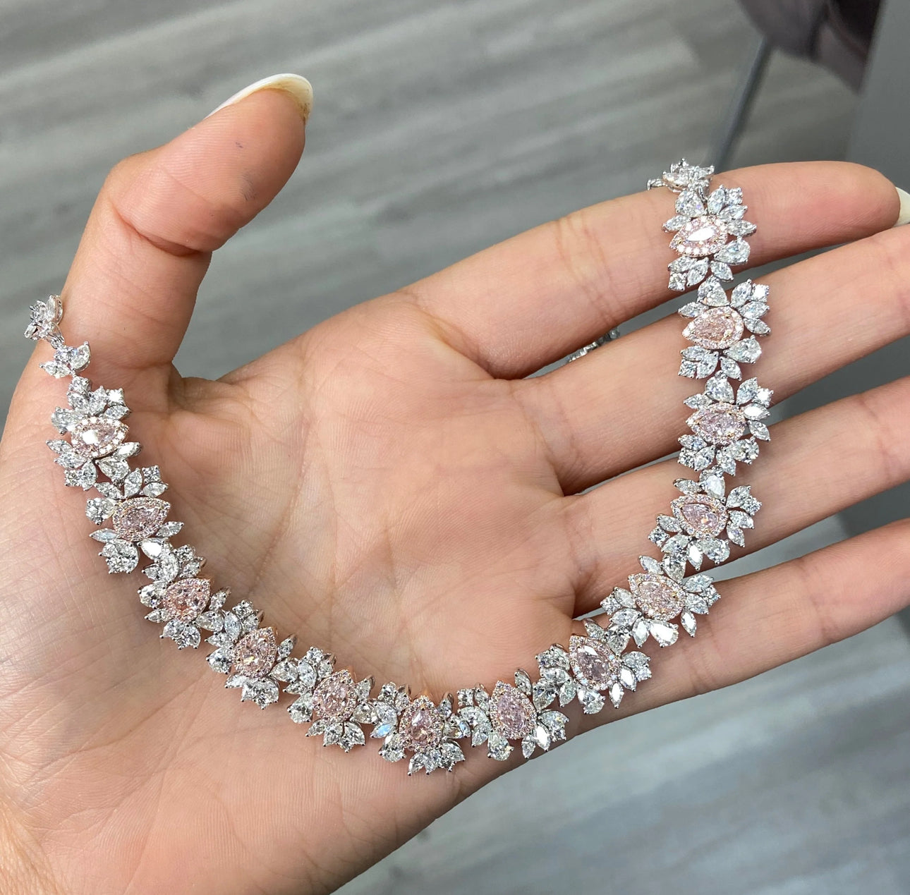 24ct Pink & White Diamond Necklace