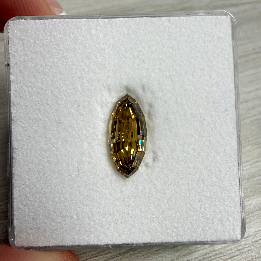 2.09ct Champagne Brown Step-Cut Marquise Diamond