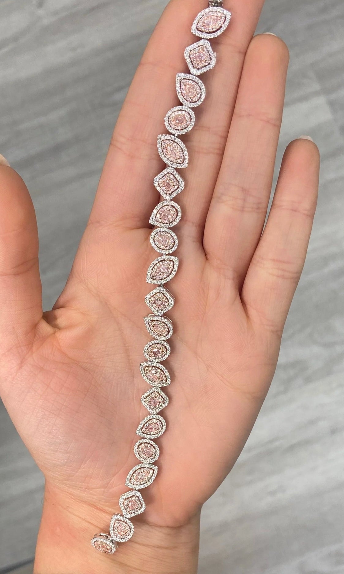 5.42ctw Pink Diamond Mixed Shape Halo Bracelet