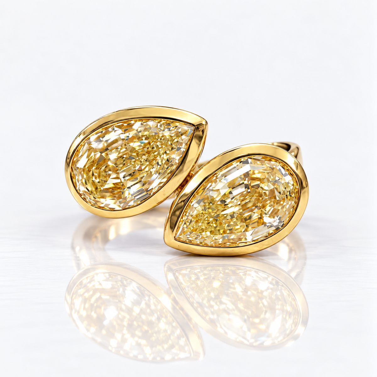 5.18ctw Light Yellow Step-Cut Pear Diamond Two-Stone Bypass Ring VS GIA