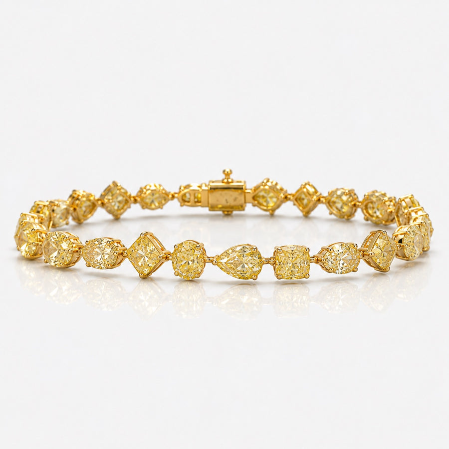 11.58ctw Fancy Yellow Mixed Shape Tennis Bracelet