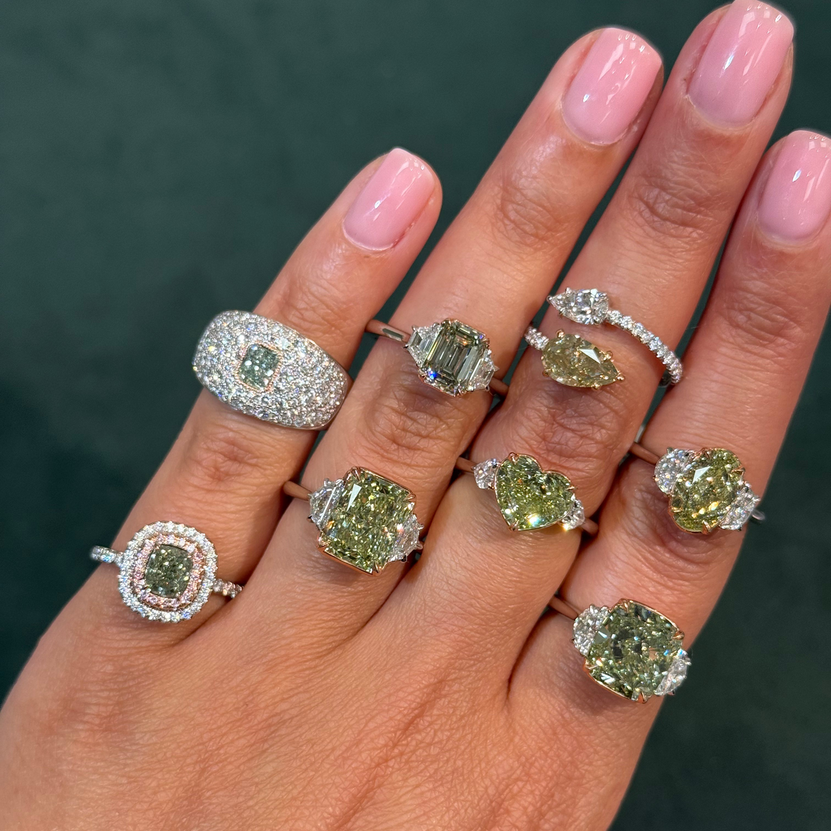 5.01ct Fancy Green-Yellow Radiant Diamond Ring SI1 GIA