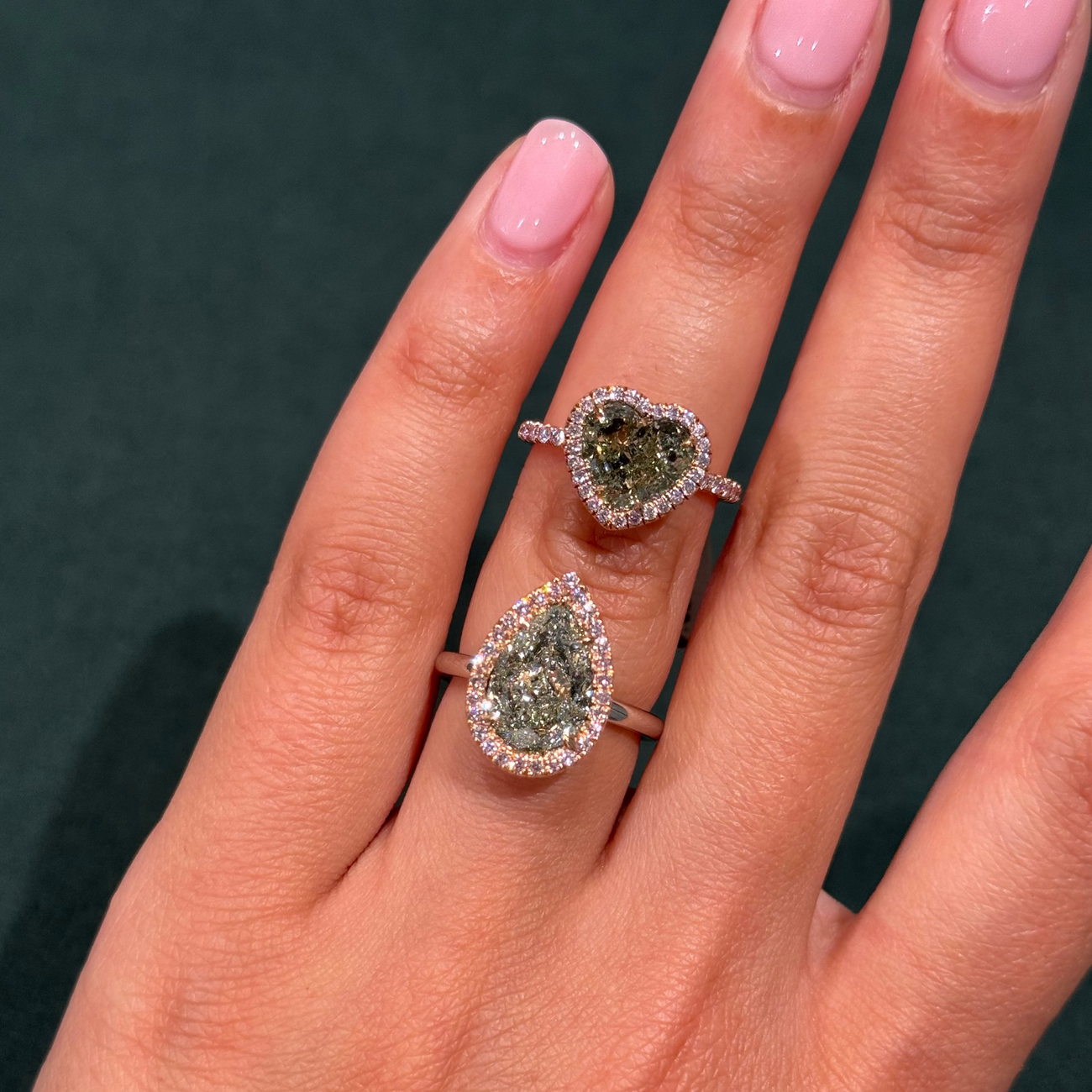 3.79ct Fancy Light Grayish Yellowish Green Pear Diamond Ring VS2 GIA