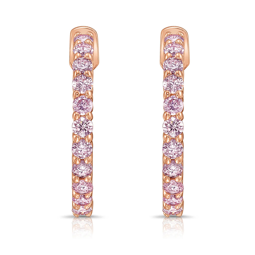 1.10ctw Pink Diamond Inside-Outside Hoop Earrings 1/2 inch