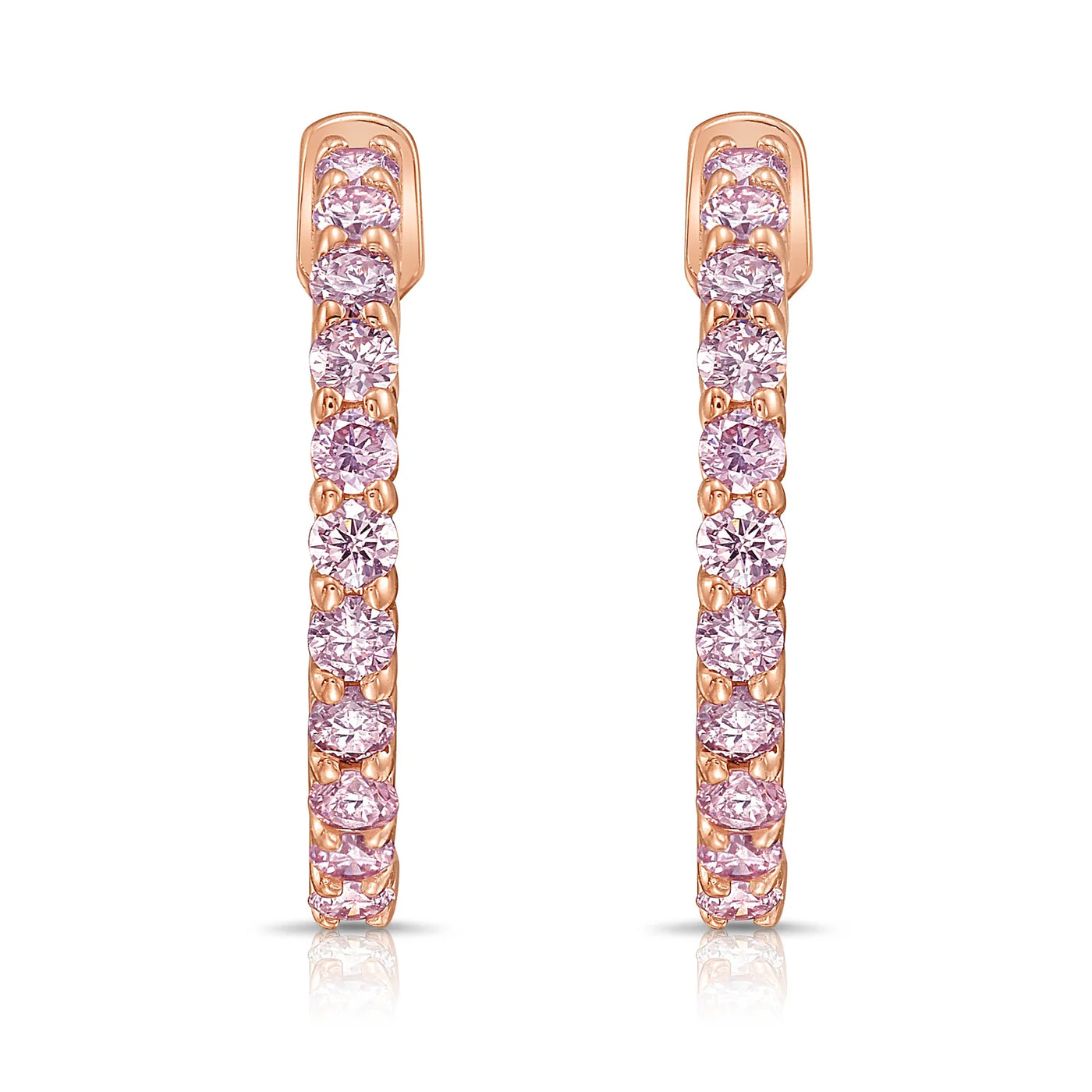 Pink Diamond Inside Outside Hoops 1/2 inch