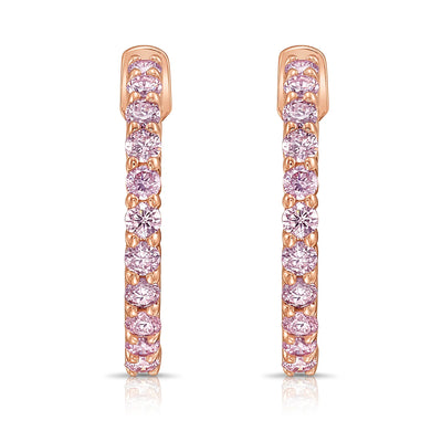 Pink Diamond Inside Outside Hoops 1/2 inch