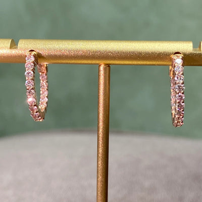 Pink Diamond Inside Outside Hoops 1/2 inch