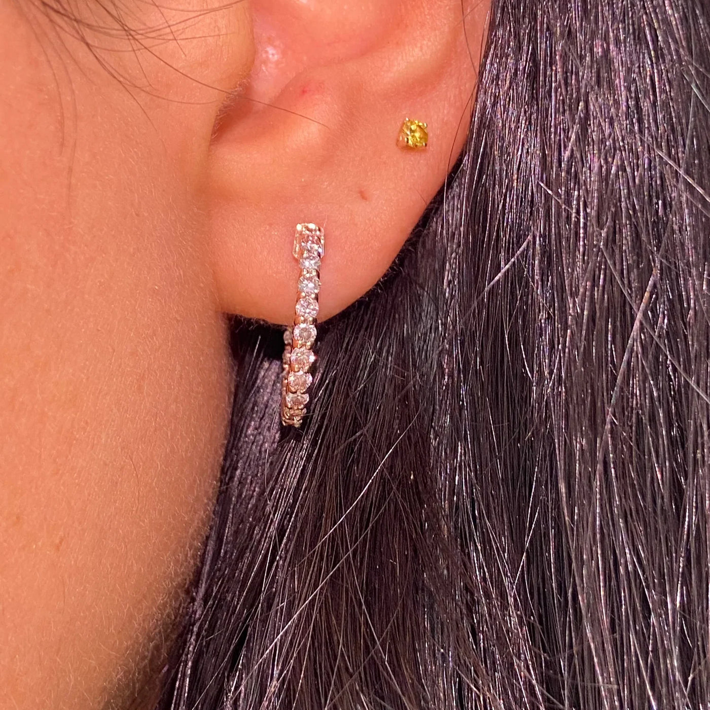 Pink Diamond Inside Outside Hoops 1/2 inch