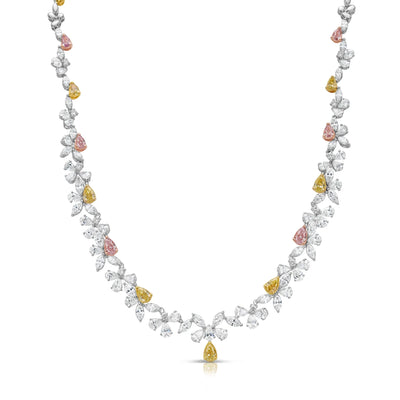 Mixed Shape Pink, Yellow & White Necklace