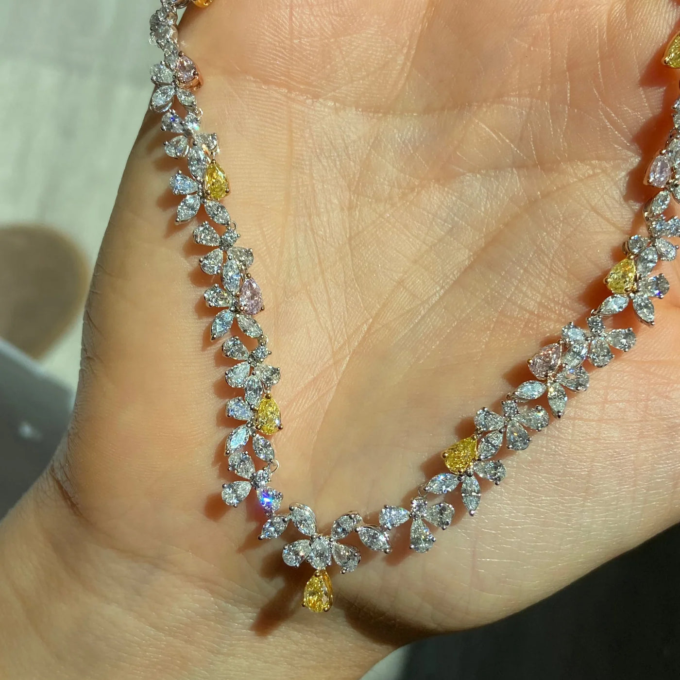 Mixed Shape Pink, Yellow & White Necklace