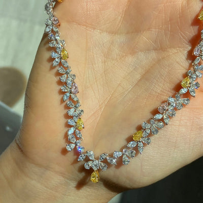 Mixed Shape Pink, Yellow & White Necklace