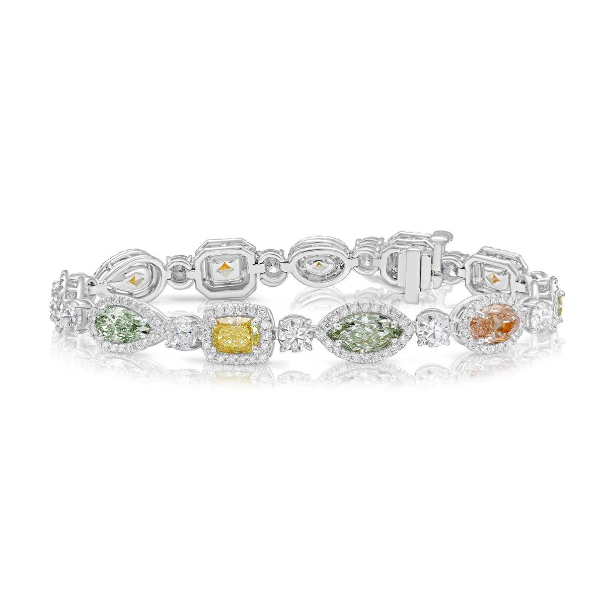 16.08ctw Multi Color Fancy Color Multi-Shape Diamond Halo Bracelet