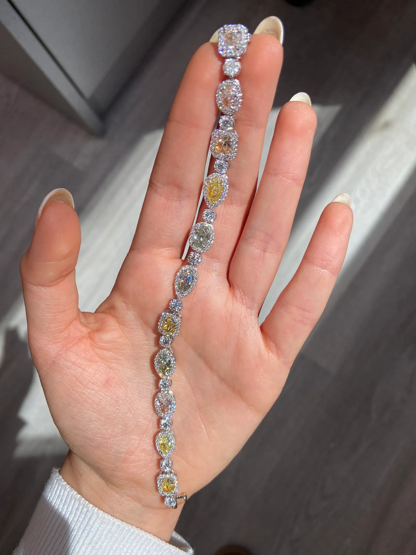 Multi Color Fancy Shape Halo Bracelet
