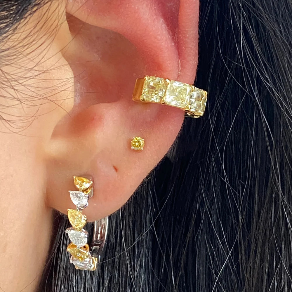 3.60ctw Fancy Yellow Elongated Radiant Diamond Ear Cuff VS2