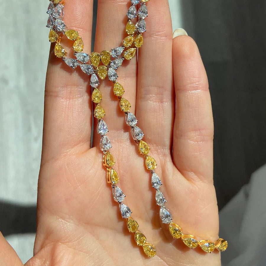 28.48ct Yellow Diamond and White Diamond Double Lariat Necklace