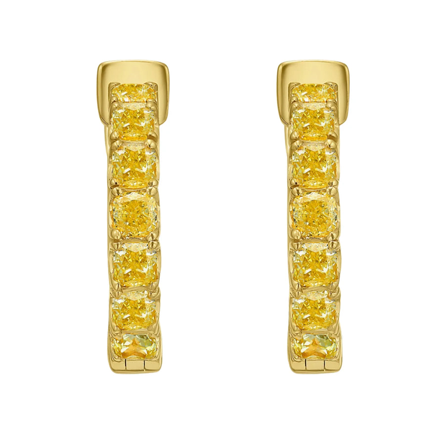 2.2ctw Yellow Cushion Diamond Inside-Outside Hoops 1/2 inch