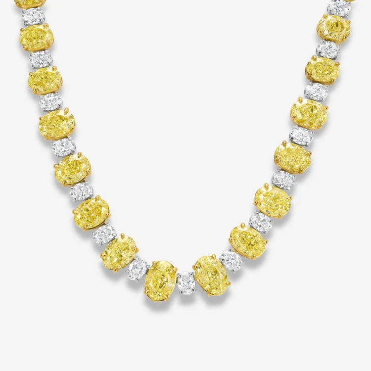 70.20ct Oval Yellow Diamond & White Diamond Necklace