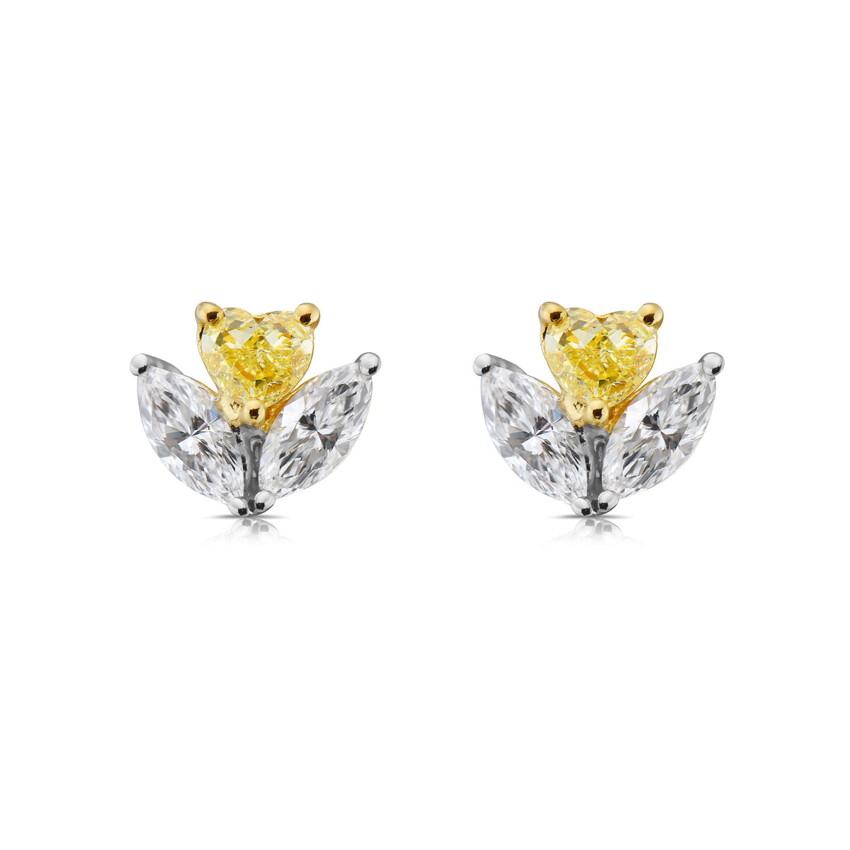 1.27ctw Light Yellow Heart Diamond Cluster Stud Earrings
